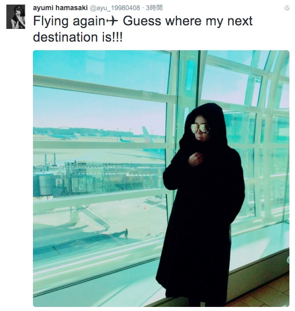 浜崎あゆみ、全身黒づくめ、完全防備の空港ファッション写真を公開サムネイル画像